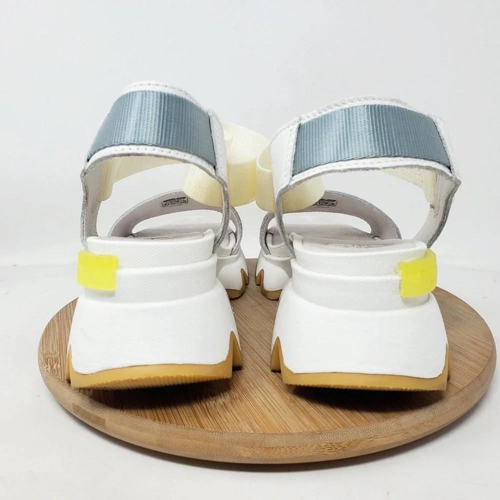 Sorel Kinetic Impact Y Sandals Womens 8 White Leather Y-Strap High Chunky Shoes - Picture 7 of 12